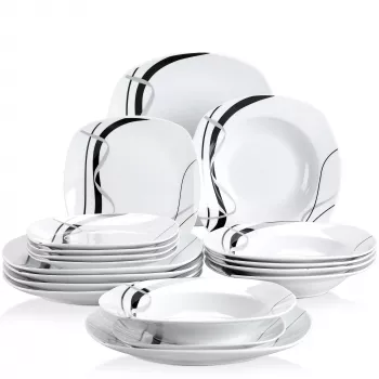 Modern Square Porcelain Dinnerware Set for 6 (18-Piece)